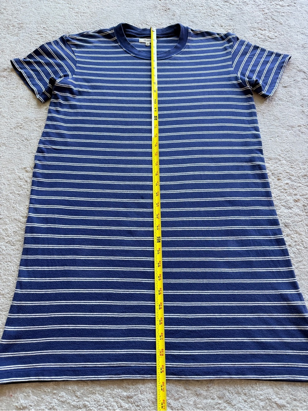 Madewell Tina Striped Cotton T-Shirt Dress Size S Navy White - Picture 8 of 9